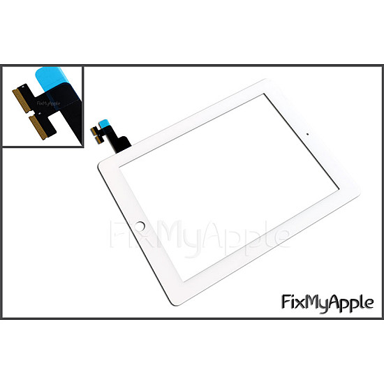 Glass Touch Screen Digitizer - White OEM (With Adhesive) for iPad 2